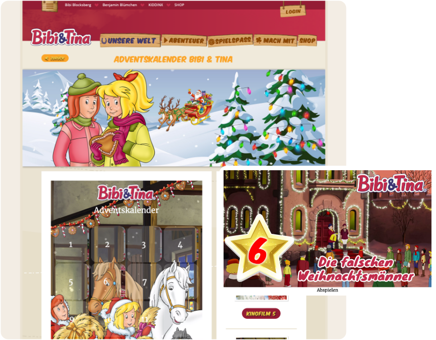 Screenshots des Bibi & Tina Adventskalenders