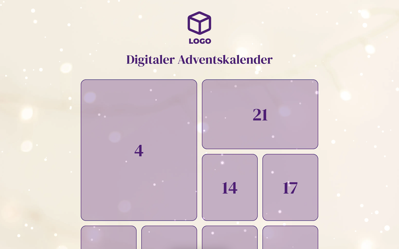 Screenshot of a corporate advent calendar with logo at the top