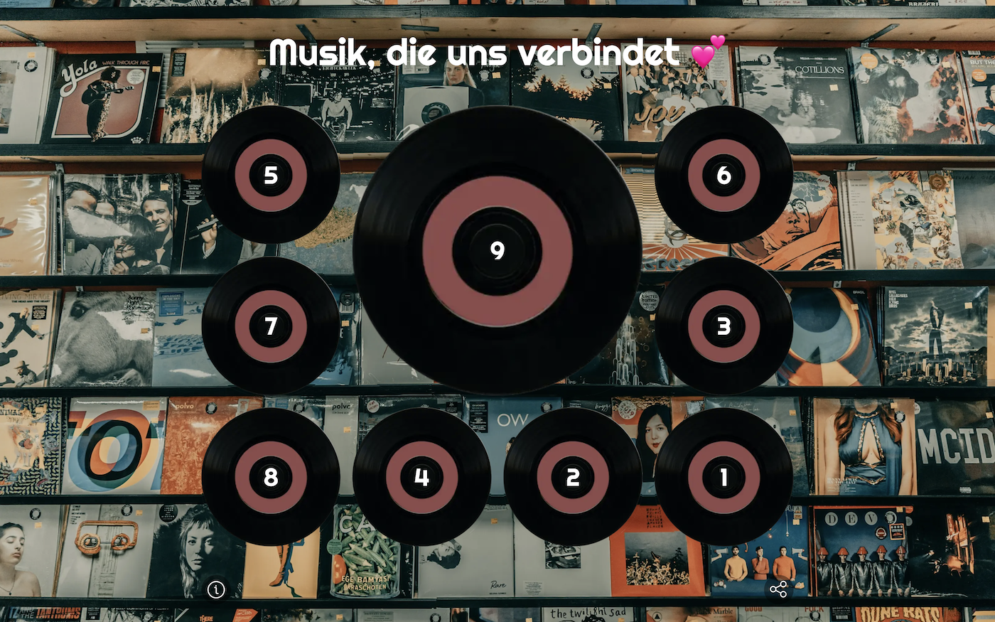 Screenshot of an advent calendar with old vinyls as door covers