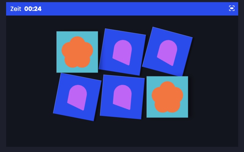 Screenshot of the mini game "Memo"