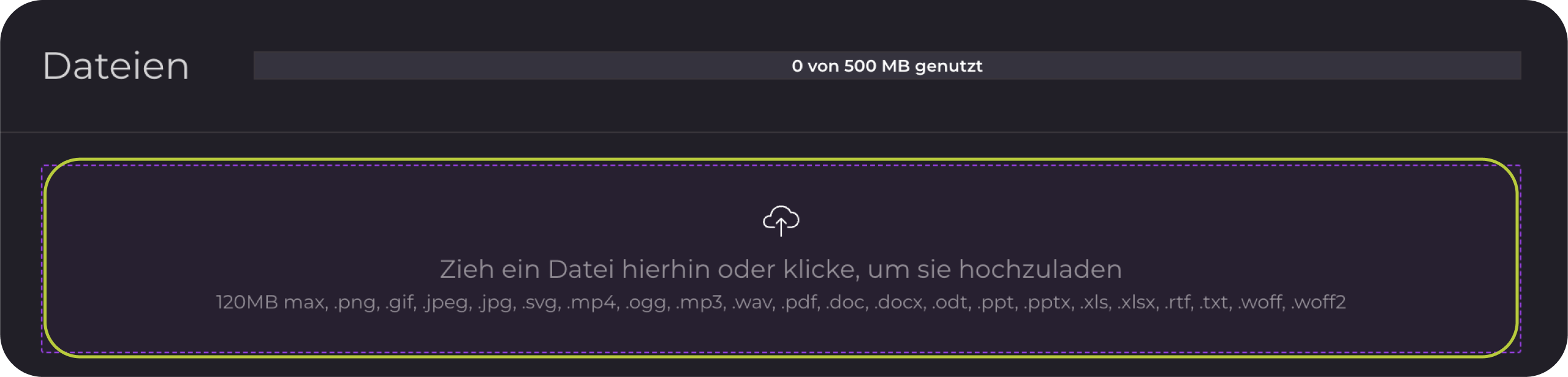 Editor screenhot: upload field
